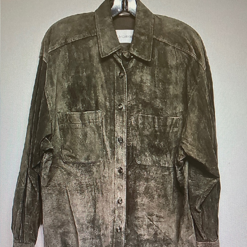 JH Collectibles Olive Velvet Button-Up Shirt